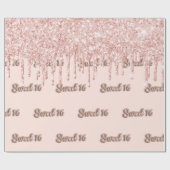 Zoete 16 roze goud glitter roze 16e verjaardag cadeaupapier (Vlak)