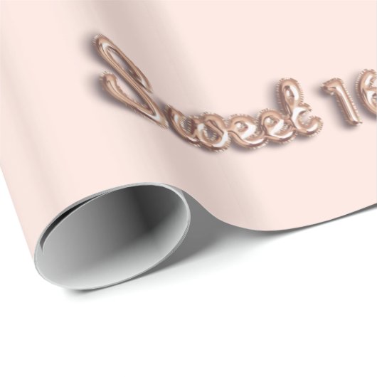 Zoete 16 roze goud glitter roze 16e verjaardag cadeaupapier (Rol Hoek)