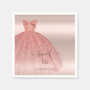Zoete 16 Roze Goud Schrift Glam Verjaardag Papier Servet