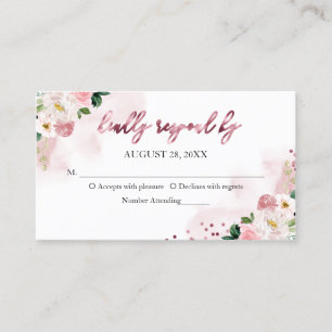 Zoete 16 Roze Gouden Blush Bloemen RSVP Bijlage Visitekaartje