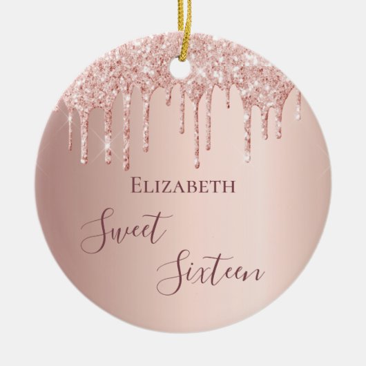Zoete 16 roze gouden blush druppels keramisch ornament (Voorkant)