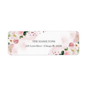 Zoete 16 Roze Gouden Blush Waterverf Bloemen Etiket