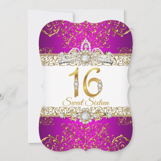 Zoete 16 roze gouden diamantglamour Birthday Kaart (Voorkant)