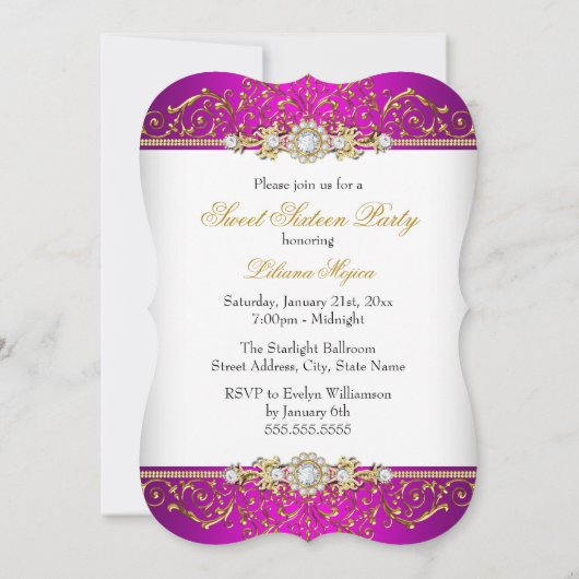 Zoete 16 roze gouden diamantglamour Birthday Kaart (Achterkant)