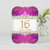 Zoete 16 roze gouden diamantglamour Birthday Kaart (Staand voorkant)