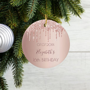 Zoete 16 roze gouden glinster druppels keramisch ornament