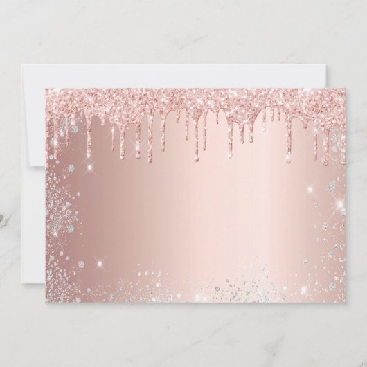 Zoete 16 roze gouden glitters foto save the date (Achterkant)