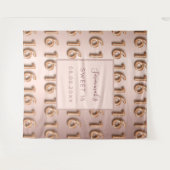Zoete 16 roze gouden roze monogram 16e verjaardag wandkleed (Voorkant (horizontaal))