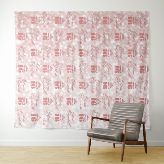 Zoete 16 Roze Gouden Stap en Herhaal Feest Wandkleed (In Situ (horizontaal))