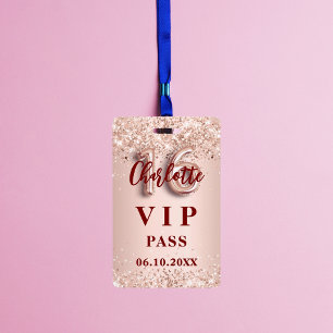 Zoete 16 roze gouden vip-feestpas badge