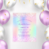 Zoete 16 roze paarse glitter budget uitnodiging flyer