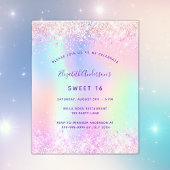 Zoete 16 roze paarse glitter budget uitnodiging flyer