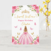 Zoete 16 Roze Prinses Blond Meisje Kaart (Gele Bloem)