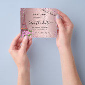 Zoete 16 roze roos paris budget save-the-date flyer (Hand)
