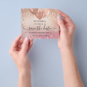 Zoete 16 roze rose goud budget save the date flyer (Hand)