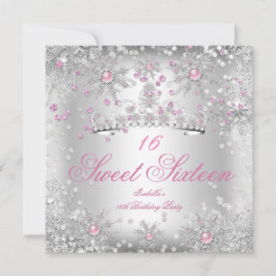 Zoete 16 Roze Sneeuwvlokken Zilveren Winter Wonder Kaart