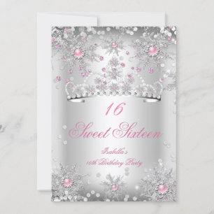 Zoete 16 Roze Sneeuwvlokken Zilveren Winterwonderl Kaart
