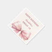 Zoete 16 roze strik crème servet (Hoek)
