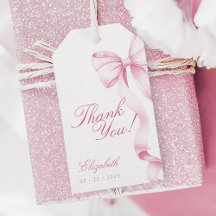 Zoete 16 Roze Strik Favor Tags