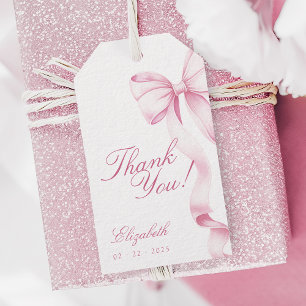 Zoete 16 Roze Strik Favor Tags Cadeaulabel
