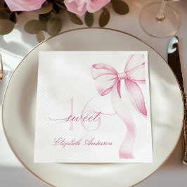 Zoete 16 Roze Strik Servetten