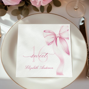 Zoete 16 Roze Strik Servetten