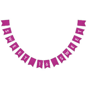 Zoete 16 Roze witte glitter 16th Birthday Party Vlaggetjes