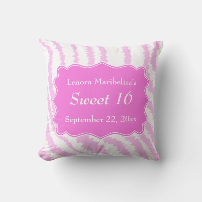Zoete 16 Roze Zebraprint Patroon Kussen (Voorkant)