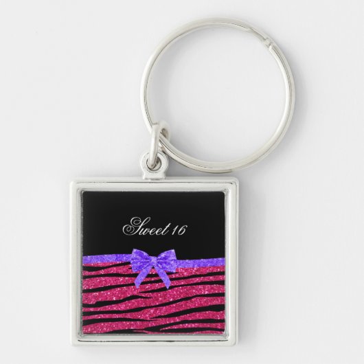Zoete 16 roze zebrastrepen sleutelhanger (Voorkant)