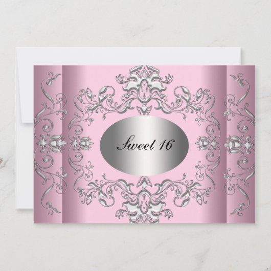 Zoete 16 Roze Zilver Elegant Save The Date (Voorkant)