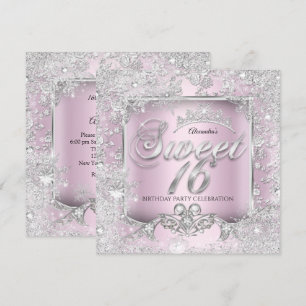 Zoete 16 Roze Zilveren Tiara Winter Wonderland Fee Kaart