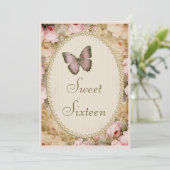 Zoete 16  Rozen Butterfly en Muzieknoten Kaart (Staand voorkant)