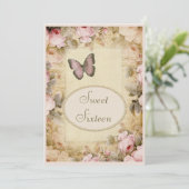 Zoete 16  Rozen Butterfly en Muzieknoten Kaart (Staand voorkant)