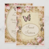 Zoete 16  Rozen Butterfly en Muzieknoten Kaart (Voorkant / Achterkant)