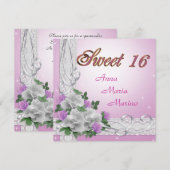 Zoete 16 rozen voor uitnodiging op feestdag (Voorkant / Achterkant)