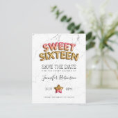 Zoete 16 Save the Date Blush Gold Balloons Glitter (Staand voorkant)