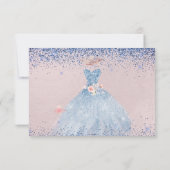 Zoete 16 Save the Date Dusty Blue Gown Invitation Kaart (Achterkant)