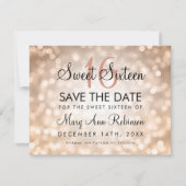 Zoete 16 Sparen de Datum Roos Gold Glitter Lichten Save The Date (Voorkant)