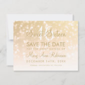 Zoete 16 Sparkle Lichten de Datum van gouden Bokeh Save The Date (Voorkant)