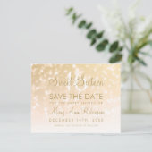 Zoete 16 Sparkle Lichten de Datum van gouden Bokeh Save The Date (Staand voorkant)