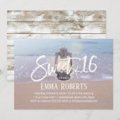 Zoete 16 strand Starfish &  Lantern Birthday Kaart (Voorkant / Achterkant)