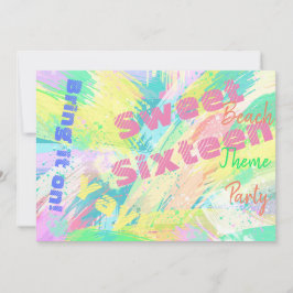 Zoete 16 Strand Thema Feestje Pastel Uitnodiging
