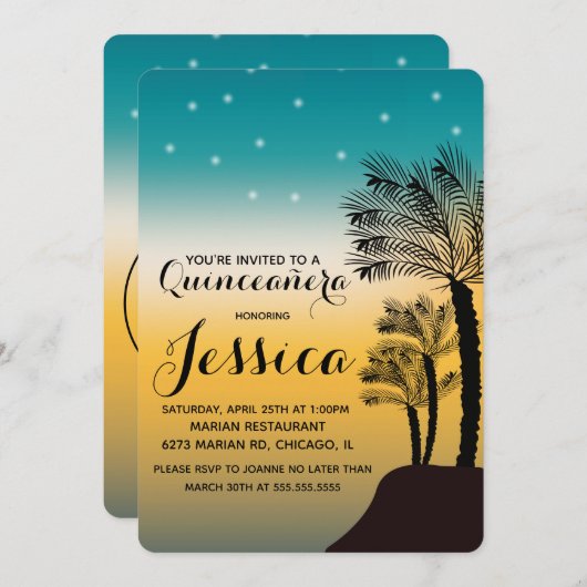 Zoete 16 | Teal Ombre Zonsondergang Strand Tropisc Kaart (Voorkant / Achterkant)