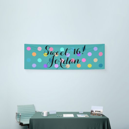 Zoete 16 turkooisaqua over de stippen banner (Beurs)