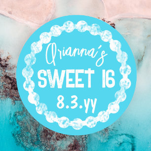 Zoete 16 Turquoise Feest Favor Sticker