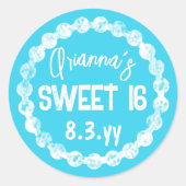 Zoete 16 Turquoise Feest Favor Sticker (Voorkant)