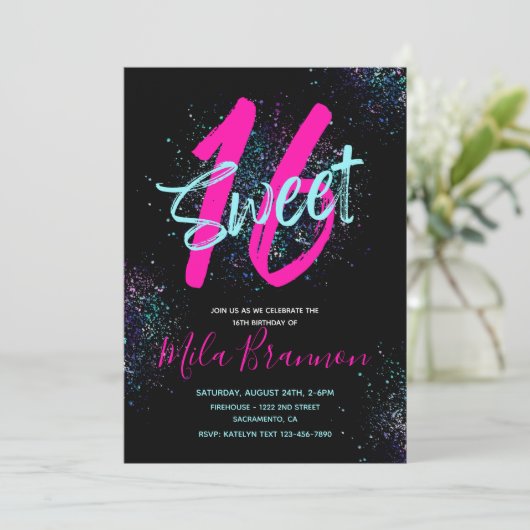 Zoete 16 Uitnodiging | 16e uitnodiging (Staand voorkant)