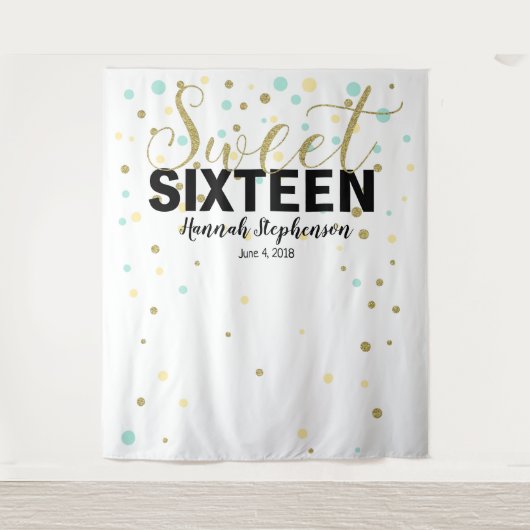 zoete 16 verjaardag Foto Booth backdrop banner Wandkleed (Voorkant)