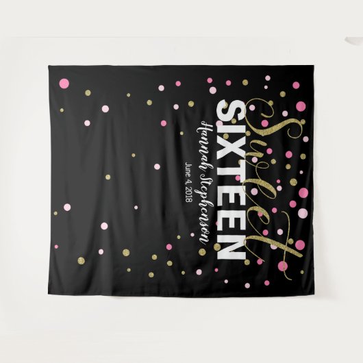 zoete 16 verjaardag Foto Booth backdrop banner Wandkleed (Voorkant (horizontaal))