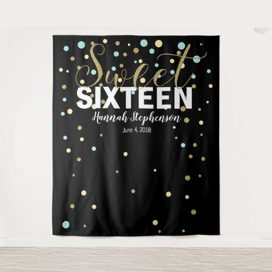 zoete 16 verjaardag Foto Booth backdrop banner Wandkleed (Voorkant)